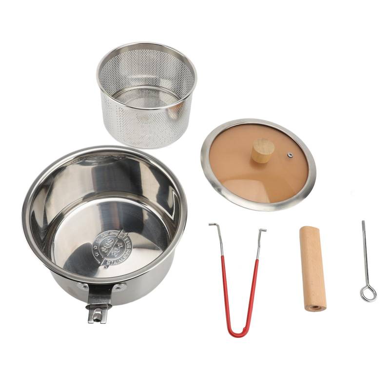 Fritteuse Topf mit Korb Deckel 2,5L Mehrzweck Saucenpfanne Milchtopf Kleiner Suppentopf Verbrühschutz Holz von Joom DACH