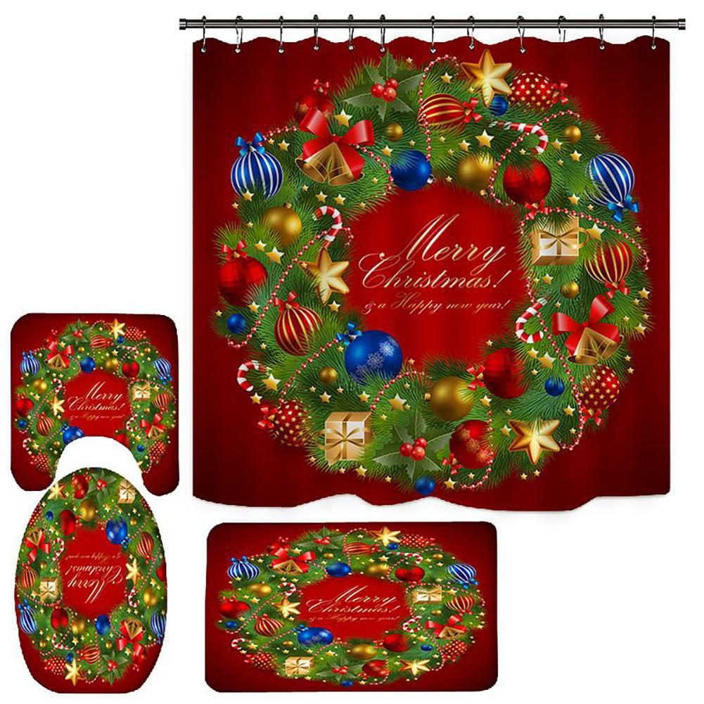 Frohe Weihnachten Badezimmer 4-teiliges Set Schneemann Weihnachtsmann Muster Wasserdichter Duschvorhang Toilettenbezug Matte Rutschfester Teppich Home Decor 4Pcs Frohe Weihnachten Badezimmer 4-teiliges Set Schneemann Weihnachtsmann Muster Wasserdichter Duschvorhang Toilettenbezug Matte Rutschfester Teppich Home Decor 4Pcs von Joom DACH