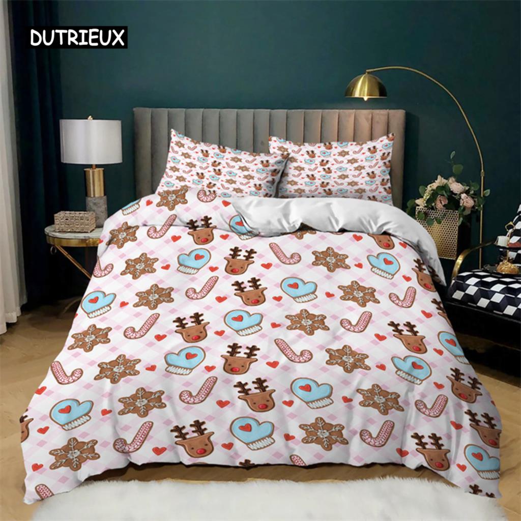 Frohe Weihnachten Bettbezug Weihnachtsmann Schneemann Bettwäsche Set Mikrofaser 2/3 Stück Cartoon Bettbezug Weihnachtsgeschenke Dekor Kinder EU single(135x200cm) von Joom DACH