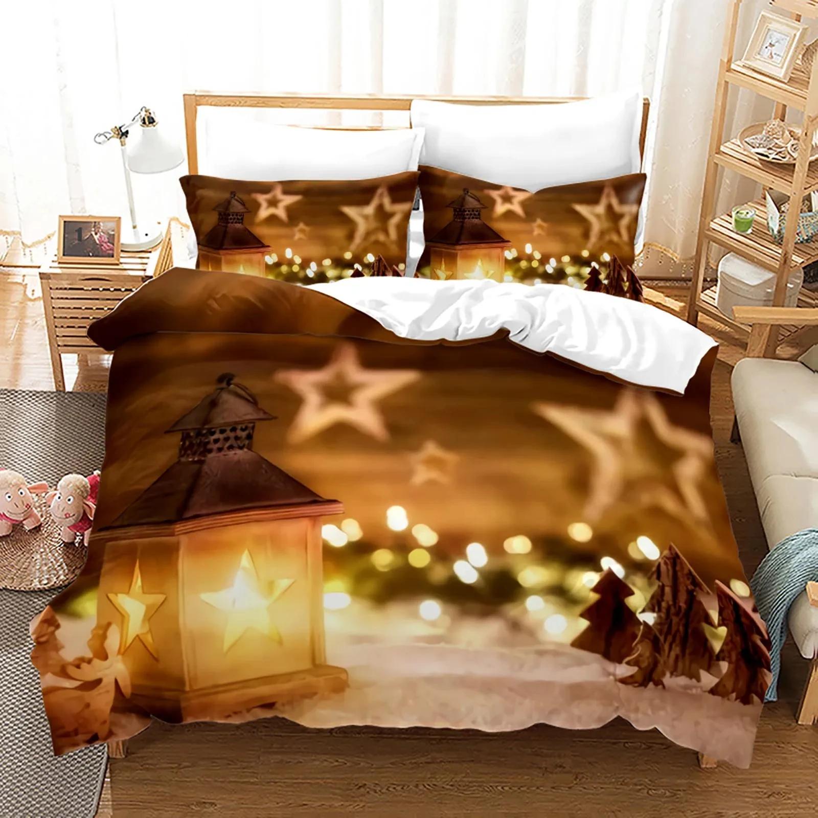Frohe Weihnachten Bettwäsche-Set 3D-Druck Einzelbett Twin Full Queen King Size Weihnachtsgeschenk Bettset Aldult Kind Schlafzimmer Bettbezug-Sets EU single(135x200cm) von Joom DACH