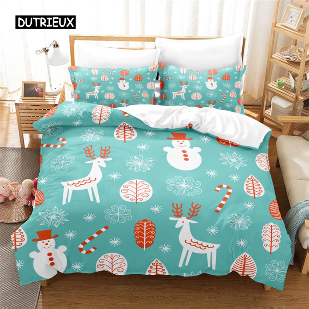 Frohe Weihnachten Bettwäsche-Set Bettbezug-Set 3D-Bettwäsche Digitaldruck Bettwäsche Queen-Size-Bettwäsche-Set Modisches Design EU single(135x200cm) von Joom DACH