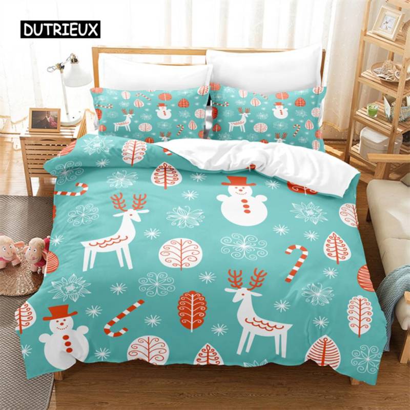 Frohe Weihnachten Bettwäsche-Set Bettbezug-Set 3D-Bettwäsche Digitaldruck Bettwäsche Queen-Size-Bettwäsche-Set Modisches Design EU single(135x200cm) von Joom DACH