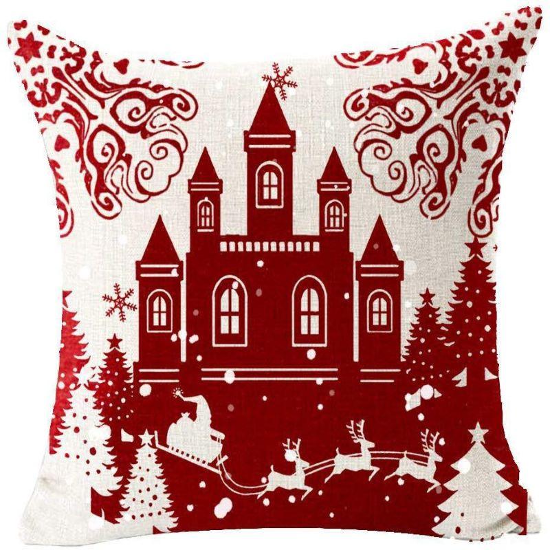 Frohe Weihnachten-Kissenbezug, Weihnachtsbaum-Kissenbezug, Let It Snow-Kissenbezug, für Zuhause, Sofa, Schlafzimmer oder Wohnzimmer, Weihnachtsdekoration 45*45cm von Joom DACH