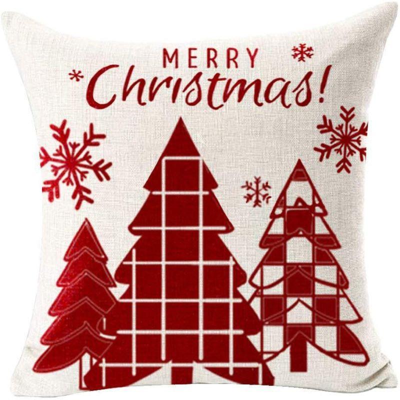 Frohe Weihnachten-Kissenbezug, Weihnachtsbaum-Kissenbezug, Let It Snow-Kissenbezug, für Zuhause, Sofa, Schlafzimmer oder Wohnzimmer, Weihnachtsdekoration 45*45cm von Joom DACH