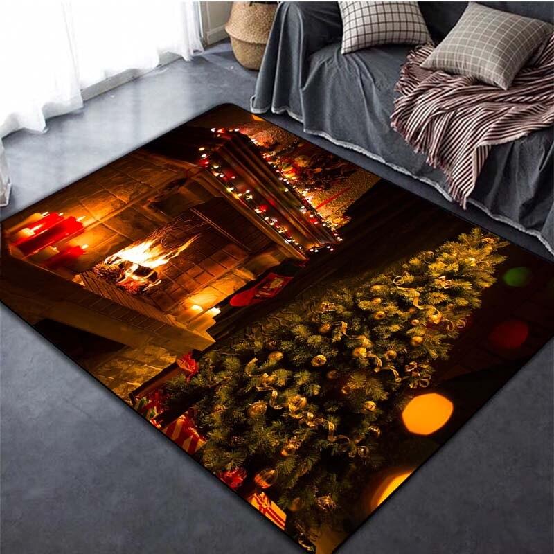 Frohe Weihnachten-Teppiche, 3D-große Fußmatten für Wohnzimmer, Schlafzimmer, Dekorteppich, weicher Kinderzimmer-Spielbereichsteppich 60cm x 90cm von Joom DACH