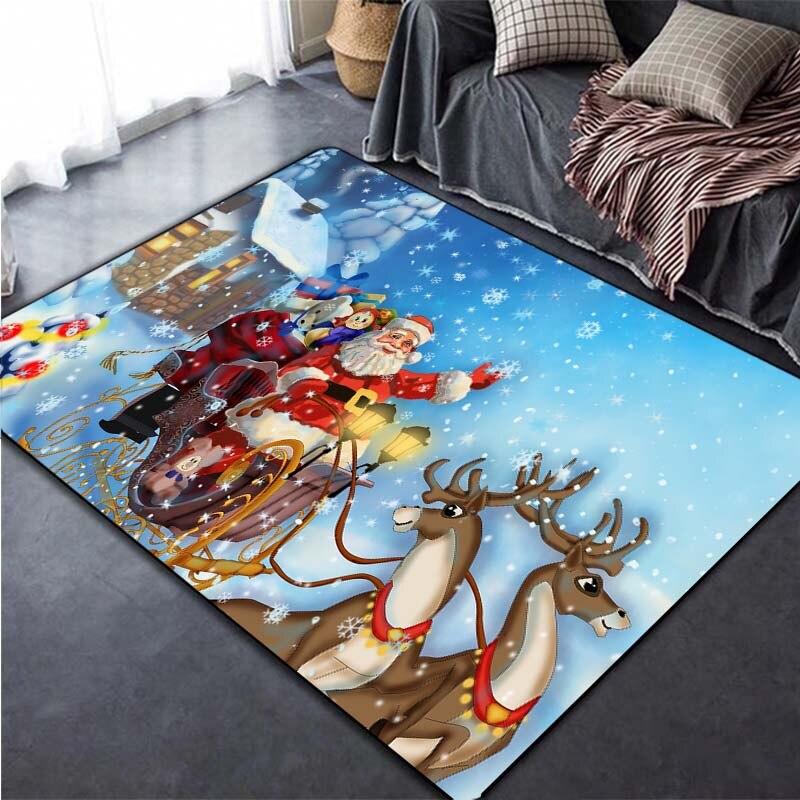 Frohe Weihnachten-Teppiche, 3D-große Fußmatten für Wohnzimmer, Schlafzimmer, Dekorteppich, weicher Kinderzimmer-Spielbereichsteppich 80cm x 120cm von Joom DACH