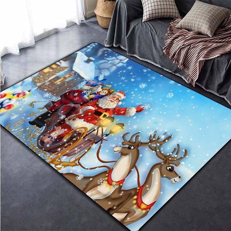Frohe Weihnachten-Teppiche, 3D-große Fußmatten für Wohnzimmer, Schlafzimmer, Dekorteppich, weicher Kinderzimmer-Spielbereichsteppich 80cm x 120cm von Joom DACH