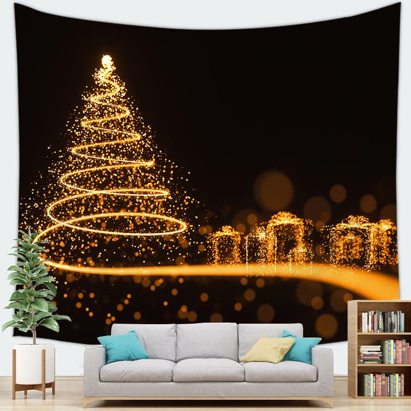 Frohe Weihnachten Wandteppich Schneeflocken Weihnachtsmann Winternacht Weihnachtsbaum Wandbehang Kamin Geschenk Neujahr Dekorationen für Zuhause 230*180cm von Joom DACH
