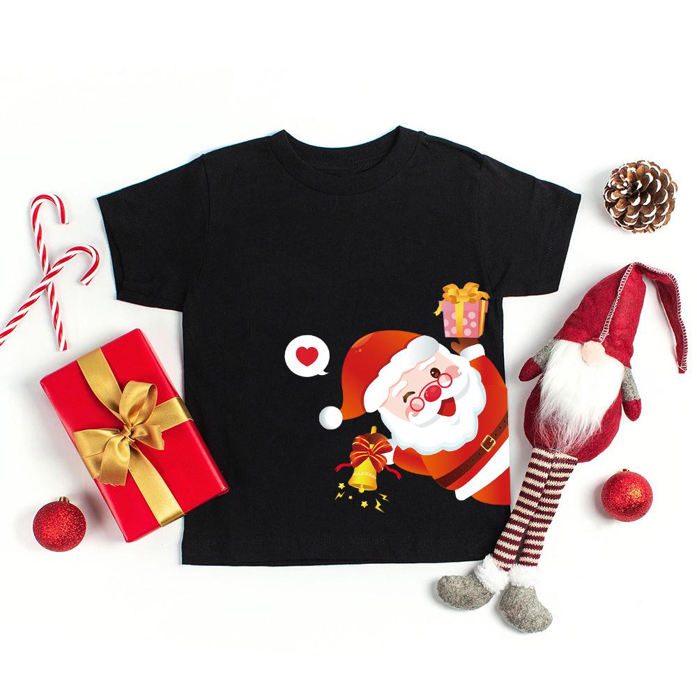Frohe Weihnachten Weihnachtsmann Kinder T-Shirt Mode Kinderkleidung Jungen Mädchen Kurzarm T-Shirt Kinder Weihnachten Feiertag T-Shirts 100 schwarz von Joom DACH