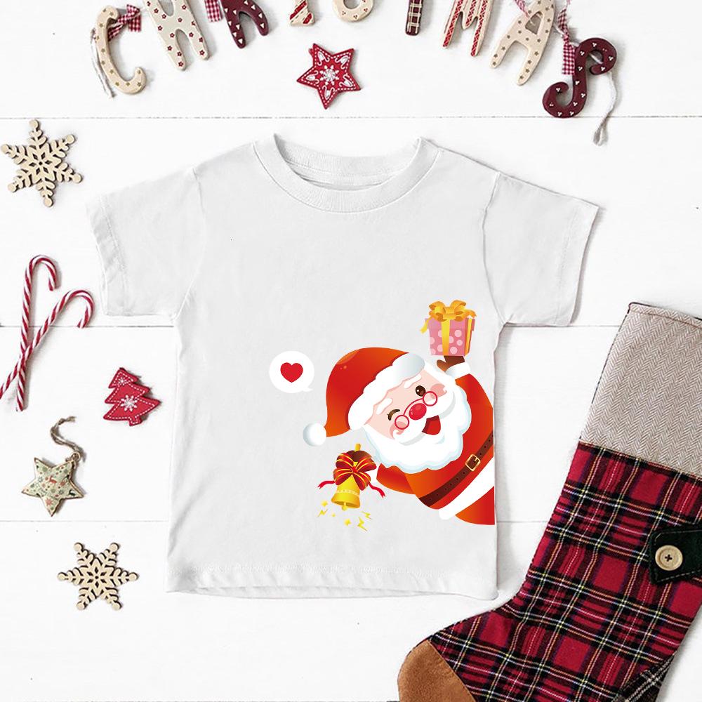 Frohe Weihnachten Weihnachtsmann Kinder T-Shirt Mode Kinderkleidung Jungen Mädchen Kurzarm T-Shirt Kinder Weihnachten Feiertag T-Shirts 100 weiß von Joom DACH