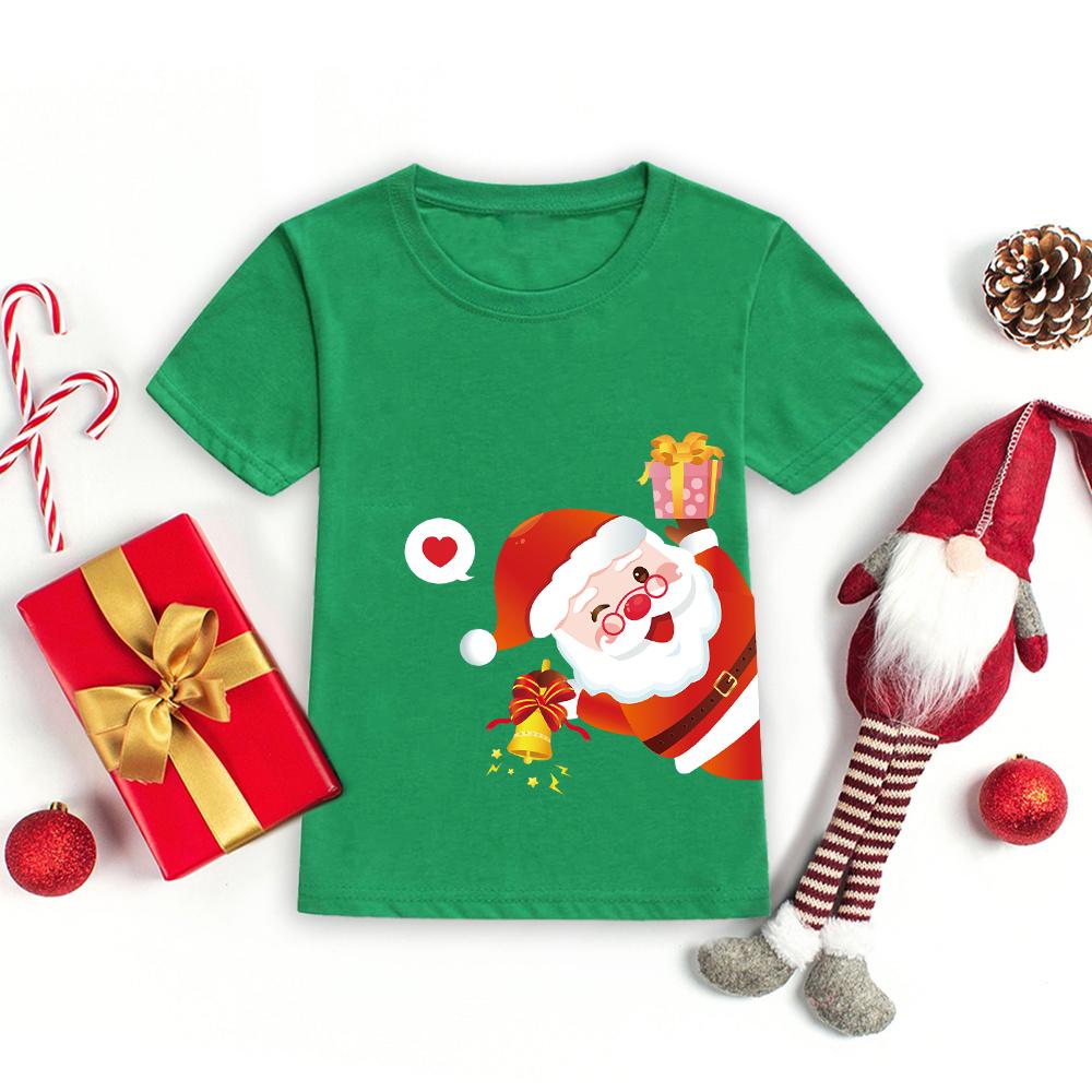 Frohe Weihnachten Weihnachtsmann Kinder T-Shirt Mode Kinderkleidung Jungen Mädchen Kurzarm T-Shirt Kinder Weihnachten Feiertag T-Shirts 140 grün von Joom DACH