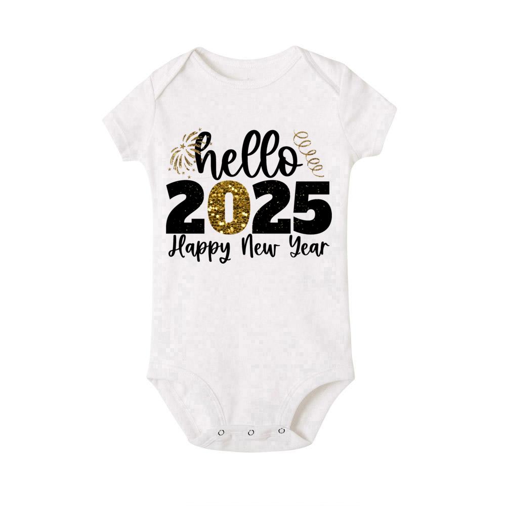 Frohes Neues Jahr 2025 Baby Body Inant Strampler Jungen Mädchen Kleidung Neujahrsparty Baby Geschenk Kleinkind Kurzarm Overall 3 MONTH von Joom DACH