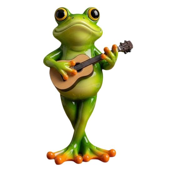 Frosch Musiker Statue Handgeschnitztes Frosch Ornament mit UV-Beschichtung Mini Resin Figur Musikinstrument spielend Gartendekor A von Joom DACH