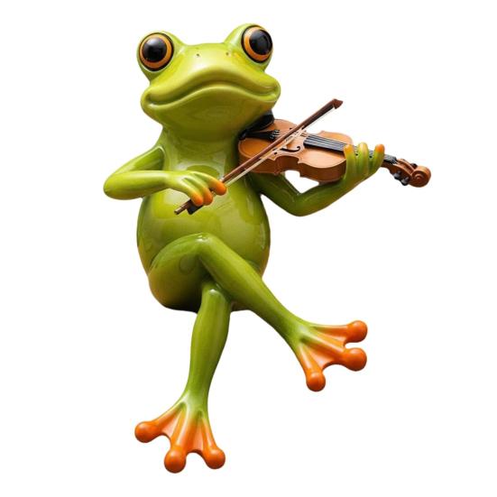 Frosch Musiker Statue Handgeschnitztes Frosch Ornament mit UV-Beschichtung Mini Resin Figur Musikinstrument spielend Gartendekor G von Joom DACH
