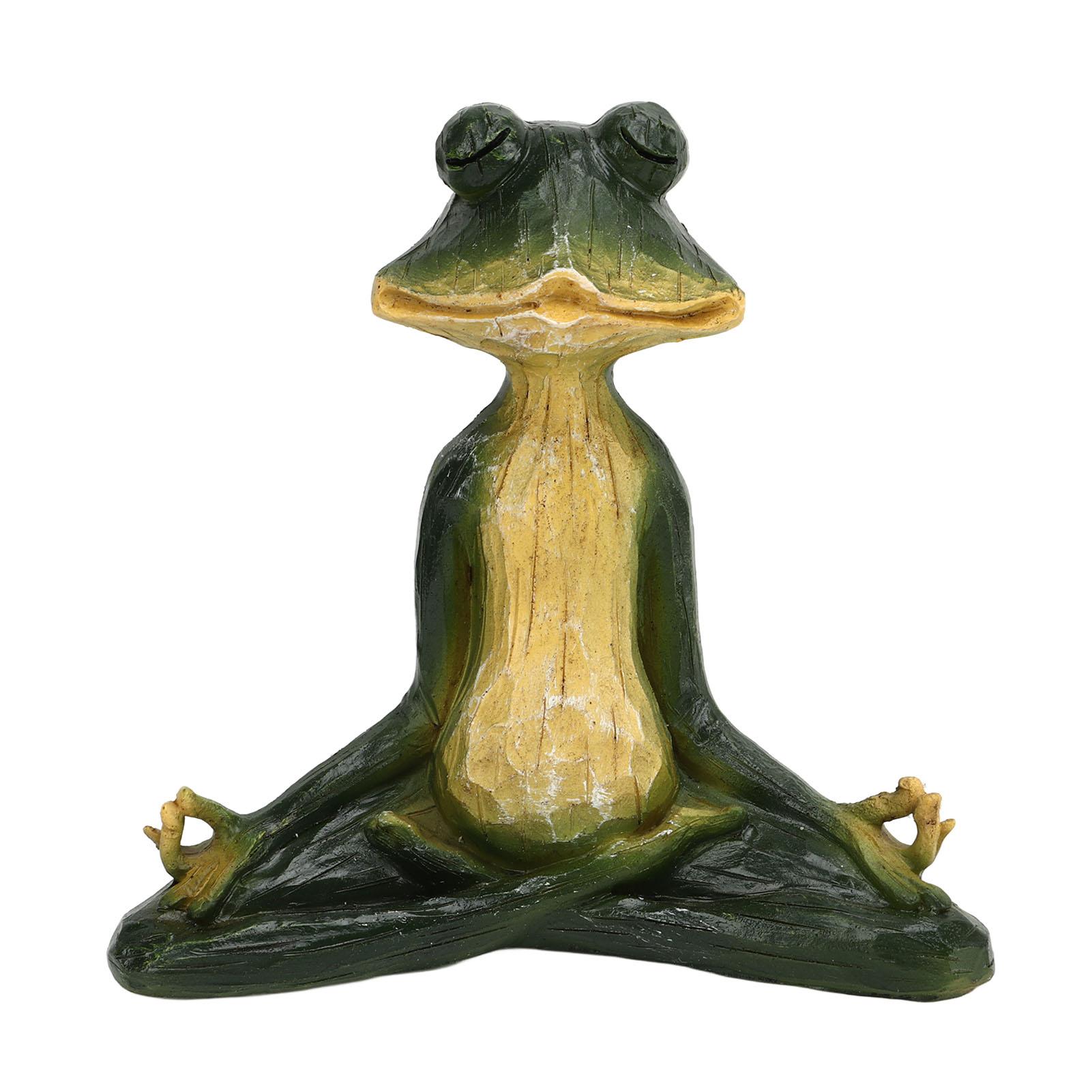 Froschstatue, Gartendekoration im Freien, meditierender Frosch, Miniaturfigur, Yoga-Frosch-Skulptur von Joom DACH