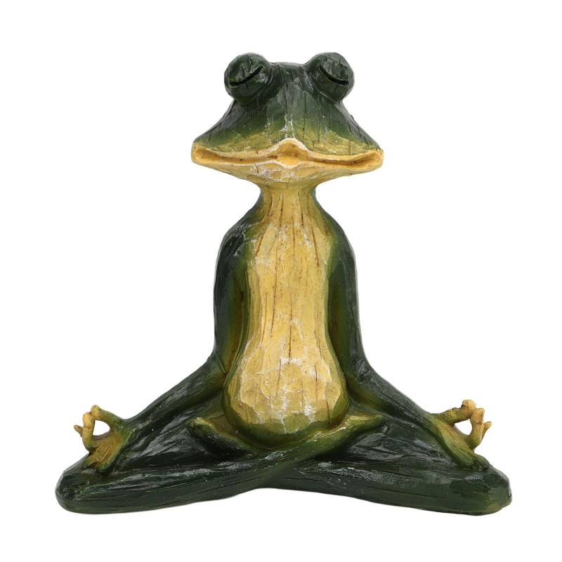 Froschstatue, Gartendekoration im Freien, meditierender Frosch, Miniaturfigur, Yoga-Frosch-Skulptur von Joom DACH