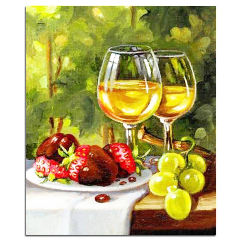 Früchte und Weinglas, Diamant-Stickerei, Bild von Strasssteinen, 5D-Diamantgemälde zum Selbermachen 20X30CM von Joom DACH