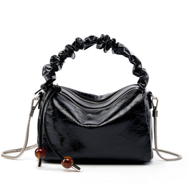 Frühling/Sommer Leder Damen Tasche Perlen Tasche Lunchbox Tasche Ein Schulter Handtasche Umhängetasche Pendler Kissen Tasche schwarz von Joom DACH