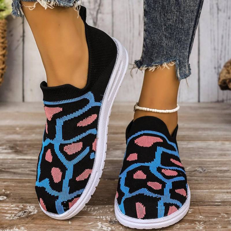 Frühling/Sommer Neue Schuhe Übergröße Camouflage Flyknit Damen Schuhe Atmungsaktiv Leicht Lässiger Sportlicher Stil Slipper 43 blau von Joom DACH