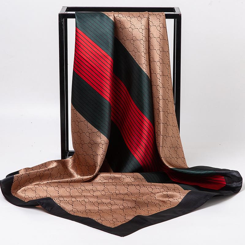 Frühling/Sommer Neuer Seidenschal für Damen, 90 x 90 cm, quadratischer Schal aus künstlichem Seidentwill, modisch bedruckt, großer quadratischer Schal, professioneller Schal 90*90cm von Joom DACH