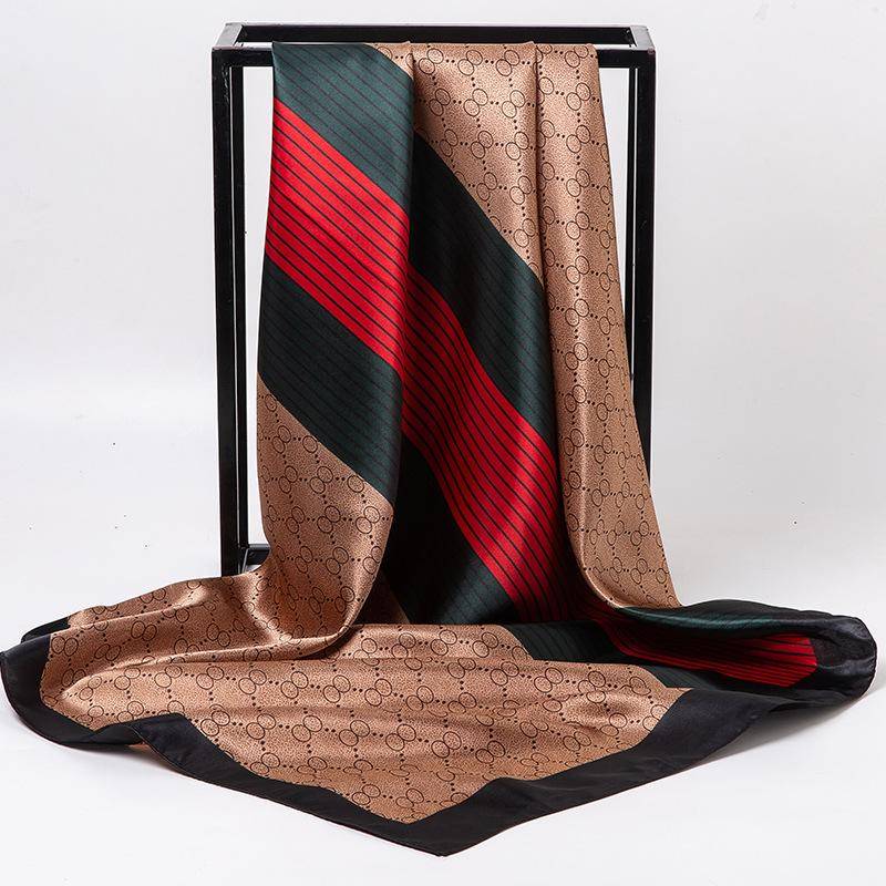 Frühling/Sommer Neuer Seidenschal für Damen, 90 x 90 cm, quadratischer Schal aus künstlichem Seidentwill, modisch bedruckt, großer quadratischer Schal, professioneller Schal 90*90cm von Joom DACH