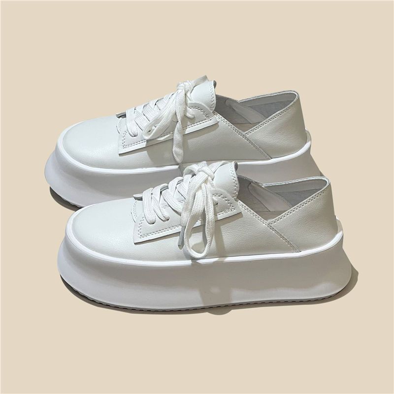 Frühling Big Head Plateau Weiße Schuhe Damen Board Schuhe Höhenerhöhend Lässige Brotschuhe All-Match Zwei-Wege-Trage Plateau Schuhe 40 weiß von Joom DACH