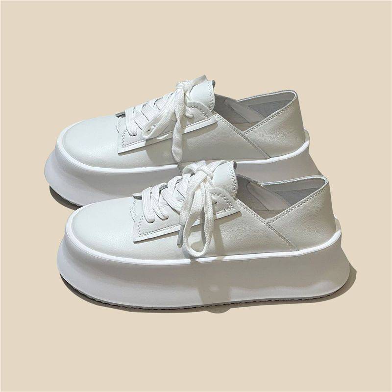 Frühling Big Head Plateau Weiße Schuhe Damen Board Schuhe Höhenerhöhend Lässige Brotschuhe All-Match Zwei-Wege-Trage Plateau Schuhe 40 weiß von Joom DACH