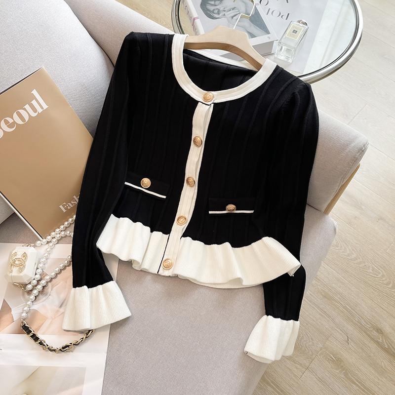 Frühling Frauen Süße Strickjacke Frauen Kleidung O-Ausschnitt Flare Sleeve Top Rüschen Vintage Strickpullover Mantel XXL schwarz Frühling Frauen Süße Strickjacke Frauen Kleidung O-Ausschnitt Flare Sleeve Top Rüschen Vintage Strickpullover Mantel XXL schwarz von Joom DACH