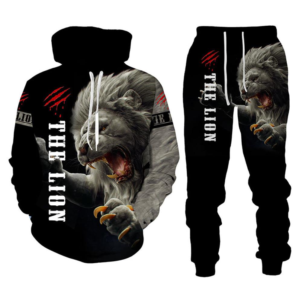 Frühling Herbst 3D Der König Der Löwen Gedruckt Langarm männer Kleidung Anzug Männer Hoodies Hosen 2 Stück Set Casual Sweatshirt trainingsanzug L von Joom DACH