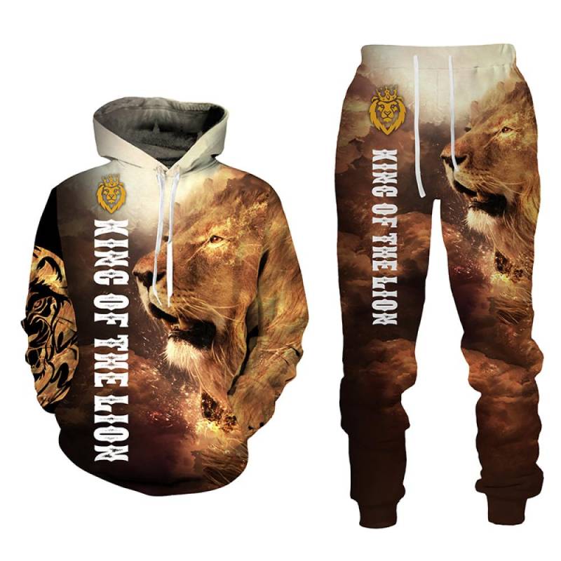 Frühling Herbst 3D Der König Der Löwen Gedruckt Langarm männer Kleidung Anzug Männer Hoodies Hosen 2 Stück Set Casual Sweatshirt trainingsanzug M von Joom DACH