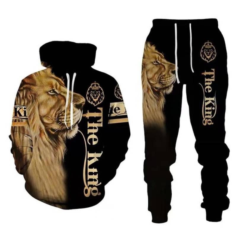 Frühling Herbst 3D Der König Der Löwen Gedruckt Langarm männer Kleidung Anzug Männer Hoodies Hosen 2 Stück Set Casual Sweatshirt trainingsanzug S von Joom DACH