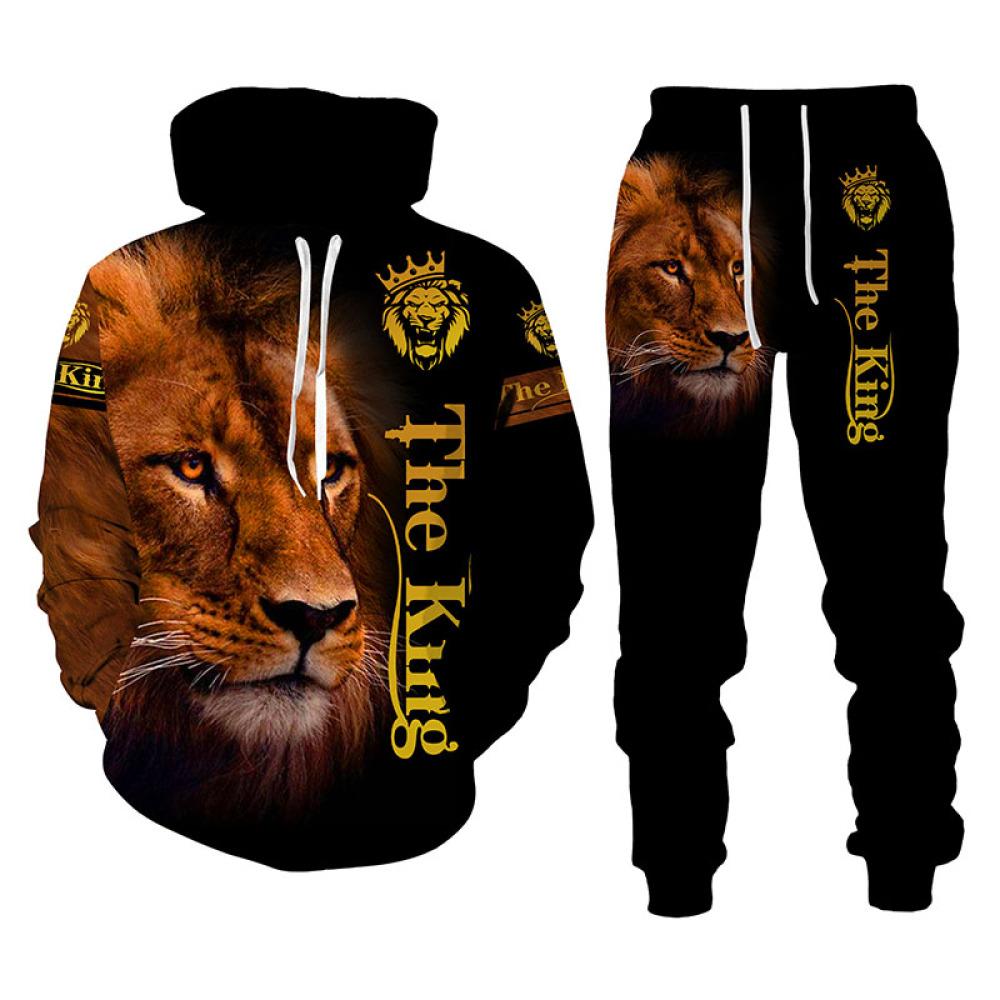 Frühling Herbst 3D Der König Der Löwen Gedruckt Langarm männer Kleidung Anzug Männer Hoodies Hosen 2 Stück Set Casual Sweatshirt trainingsanzug XL von Joom DACH