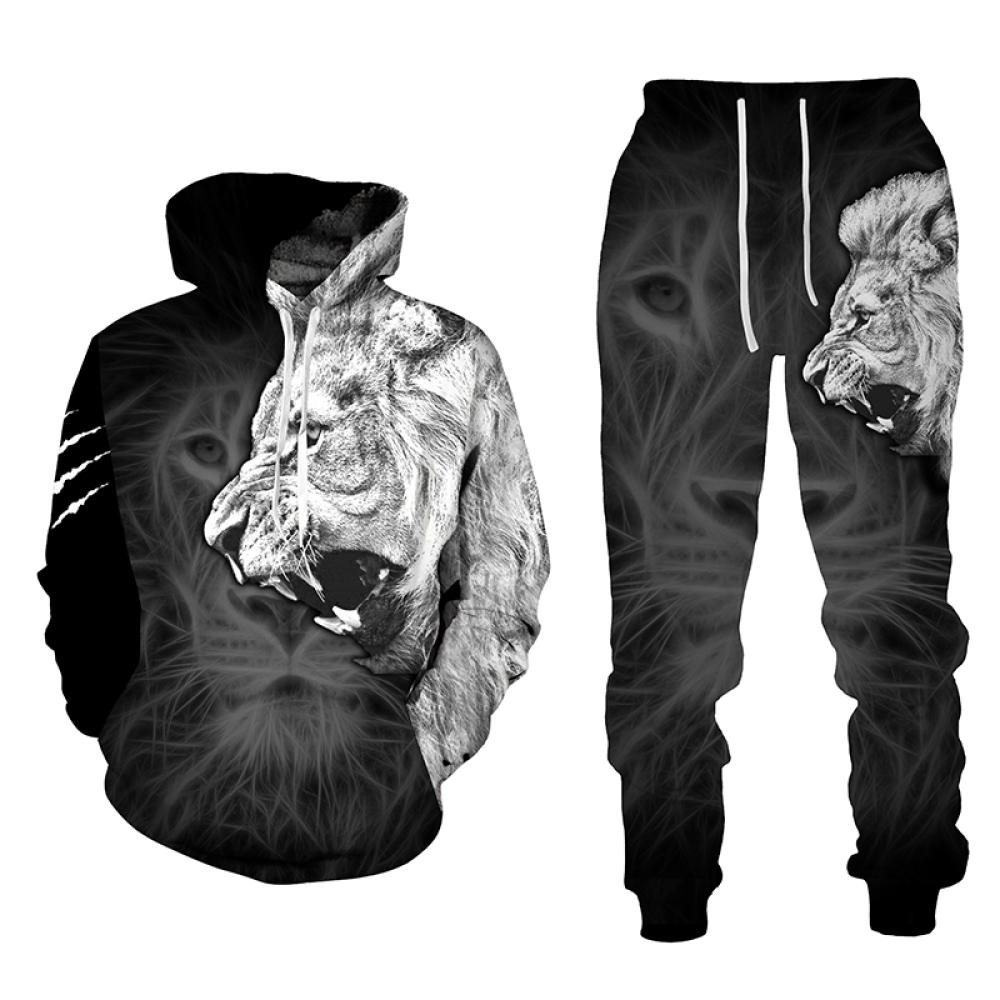 Frühling Herbst 3D Der König Der Löwen Gedruckt Langarm männer Kleidung Anzug Männer Hoodies Hosen 2 Stück Set Casual Sweatshirt trainingsanzug XXL von Joom DACH