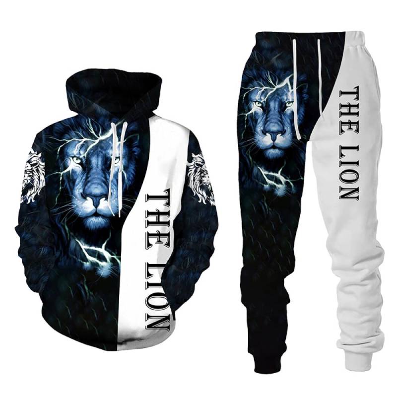 Frühling Herbst 3D Der König Der Löwen Gedruckt Langarm männer Kleidung Anzug Männer Hoodies Hosen 2 Stück Set Casual Sweatshirt trainingsanzug XXL von Joom DACH