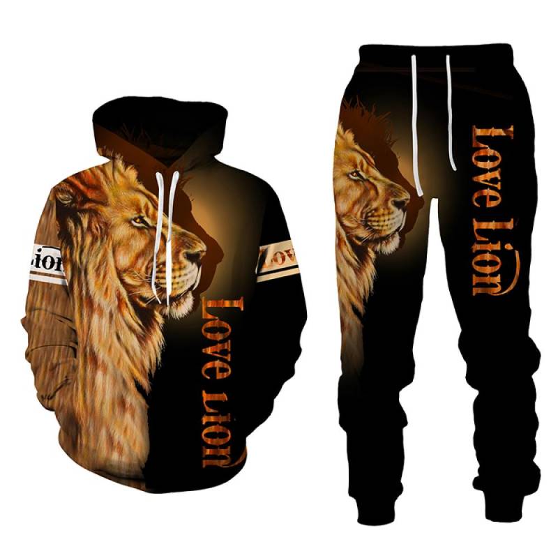 Frühling Herbst 3D Der König Der Löwen Gedruckt Langarm männer Kleidung Anzug Männer Hoodies Hosen 2 Stück Set Casual Sweatshirt trainingsanzug XXL von Joom DACH