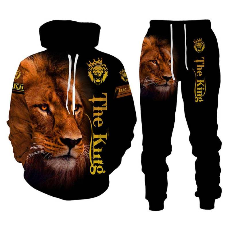 Frühling Herbst 3D Der König Der Löwen Gedruckt Langarm männer Kleidung Anzug Männer Hoodies Hosen 2 Stück Set Casual Sweatshirt trainingsanzug XXL von Joom DACH