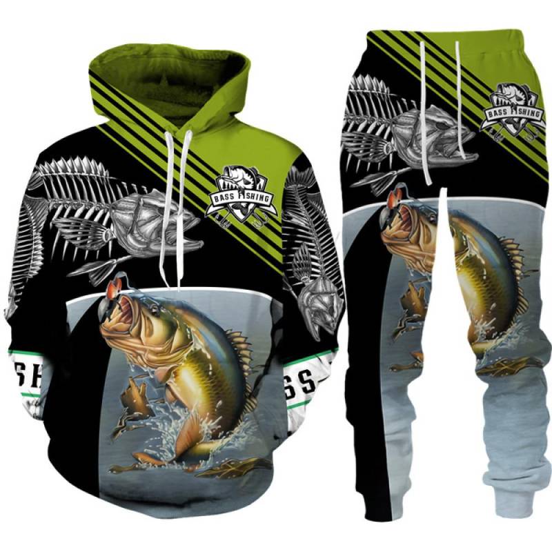 Frühling Herbst 3D Fisch Druck Männer Frauen Hoodie + Hosen 2 stücke Sets Camo Angeln Jagd Camping Kleidung Mode Im Freien sportswear-Set 2XL von Joom DACH