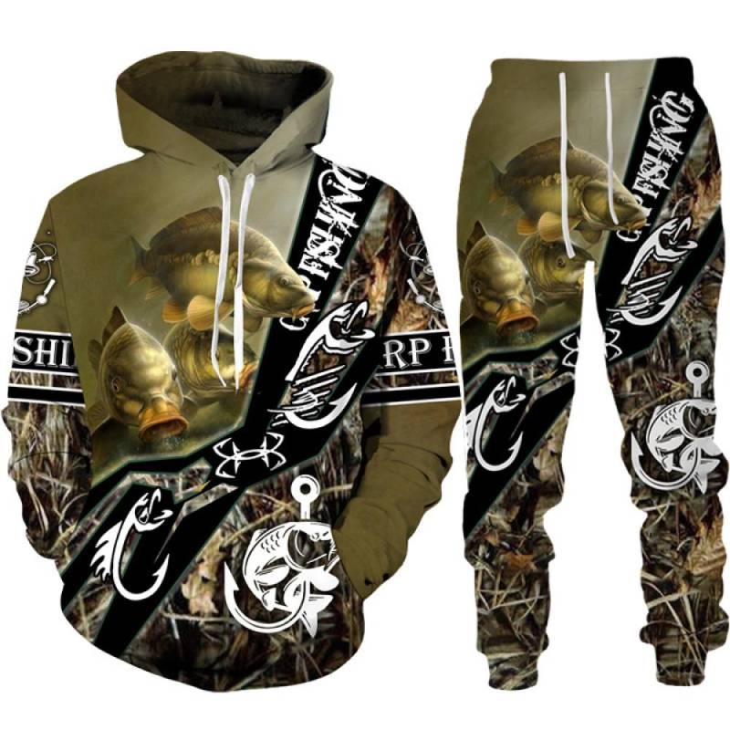 Frühling Herbst 3D Fisch Druck Männer Frauen Hoodie + Hosen 2 stücke Sets Camo Angeln Jagd Camping Kleidung Mode Im Freien sportswear-Set 5XL von Joom DACH