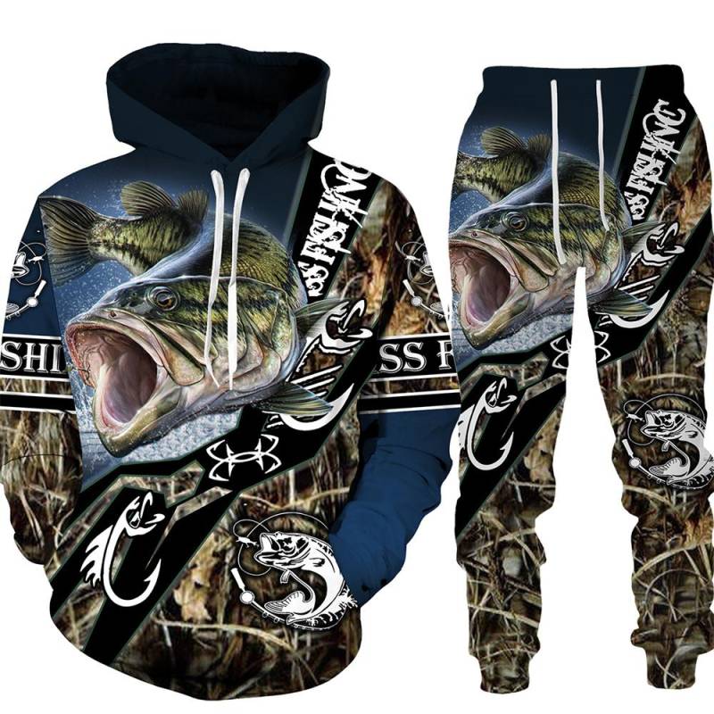Frühling Herbst 3D Fisch Druck Männer Frauen Hoodie + Hosen 2 stücke Sets Camo Angeln Jagd Camping Kleidung Mode Im Freien sportswear-Set 6XL von Joom DACH