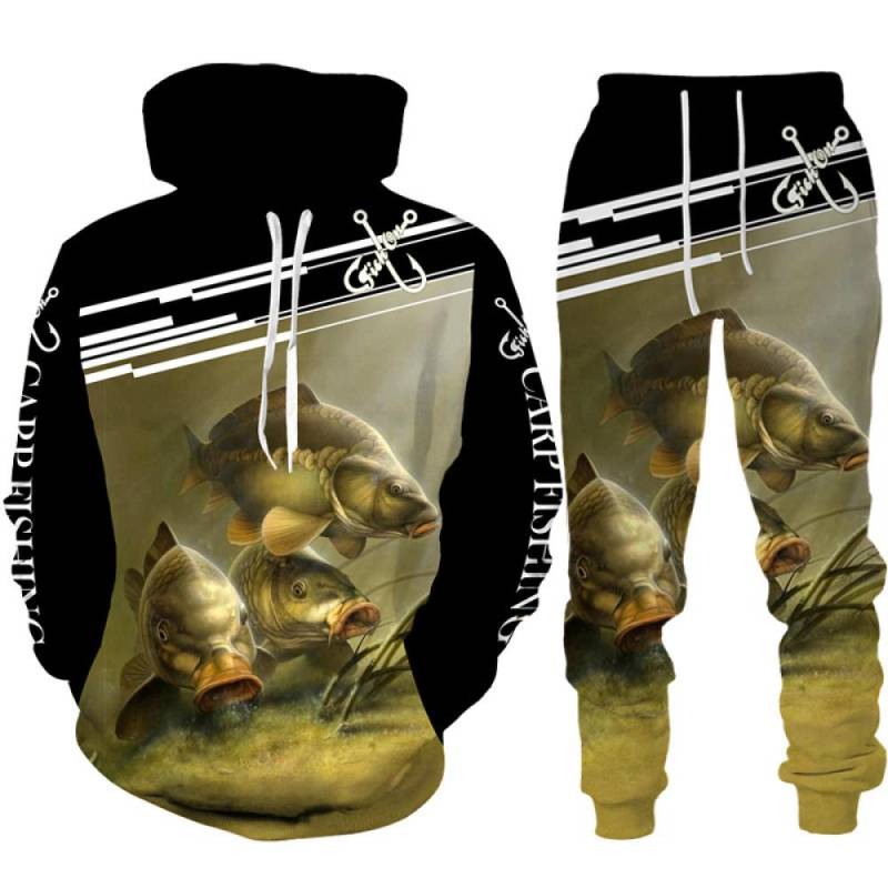 Frühling Herbst 3D Fisch Druck Männer Frauen Hoodie + Hosen 2 stücke Sets Camo Angeln Jagd Camping Kleidung Mode Im Freien sportswear-Set 6XL von Joom DACH