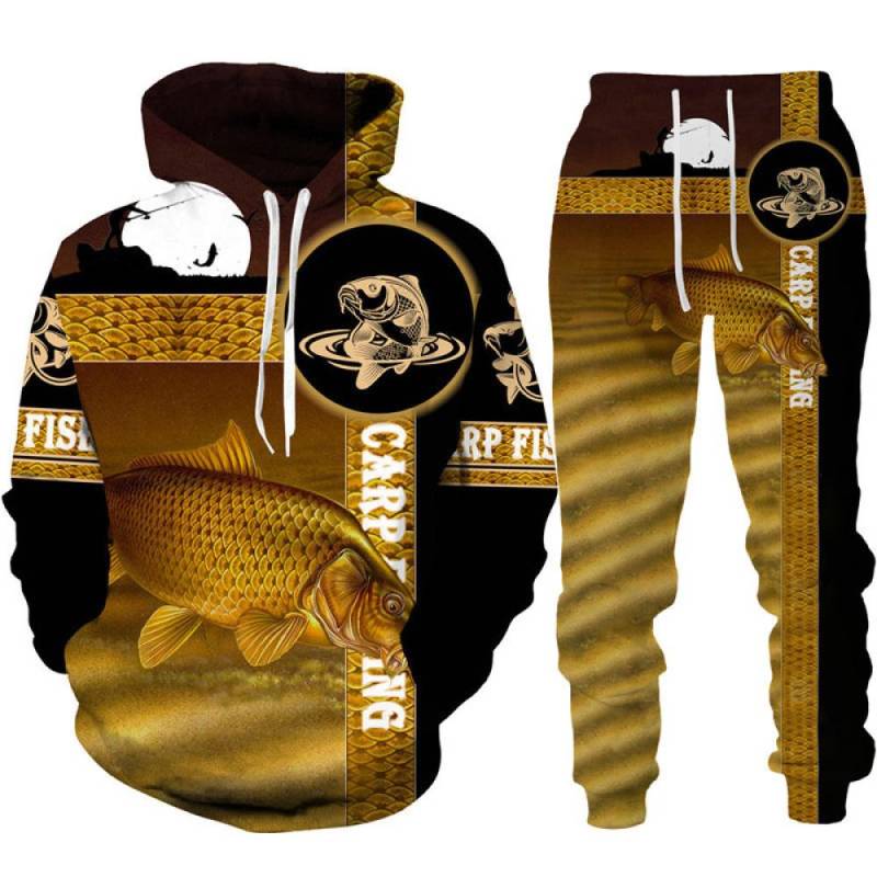 Frühling Herbst 3D Fisch Druck Männer Frauen Hoodie + Hosen 2 stücke Sets Camo Angeln Jagd Camping Kleidung Mode Im Freien sportswear-Set L von Joom DACH