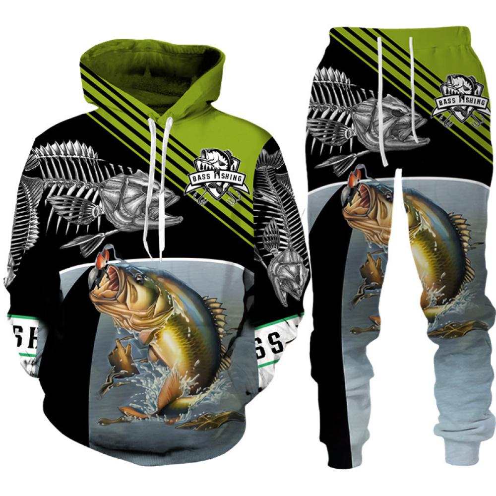 Frühling Herbst 3D Fisch Druck Männer Frauen Hoodie + Hosen 2 stücke Sets Camo Angeln Jagd Camping Kleidung Mode Im Freien sportswear-Set S von Joom DACH