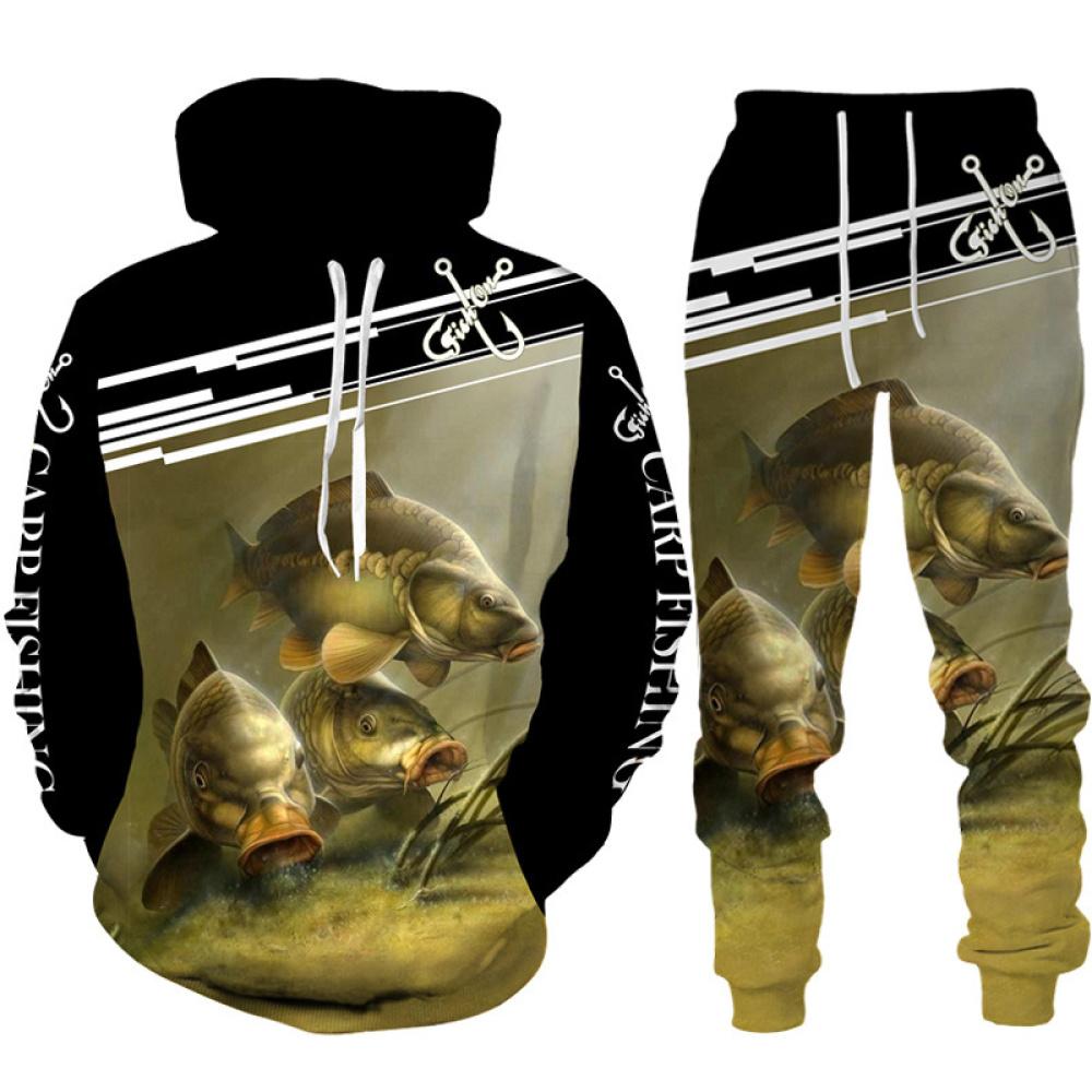 Frühling Herbst 3D Fisch Druck Männer Frauen Hoodie + Hosen 2 stücke Sets Camo Angeln Jagd Camping Kleidung Mode Im Freien sportswear-Set XL von Joom DACH