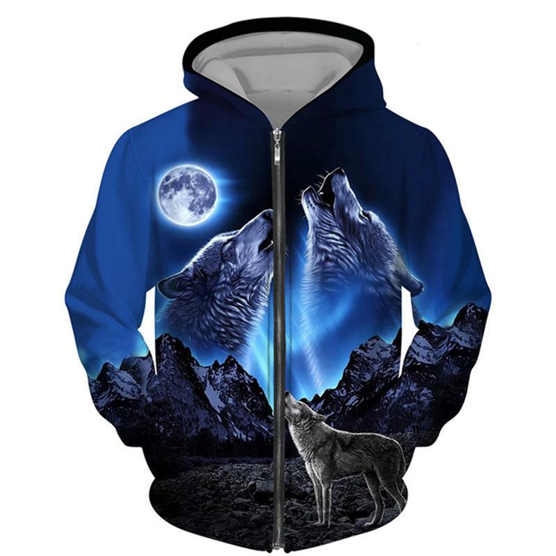 Frühling Herbst 3D Wolf Serie gedruckt Reißverschluss Hoodie Männer Frauen Paare Hoodie Hoodie Jacke Casual Fashion Jacke XL von Joom DACH