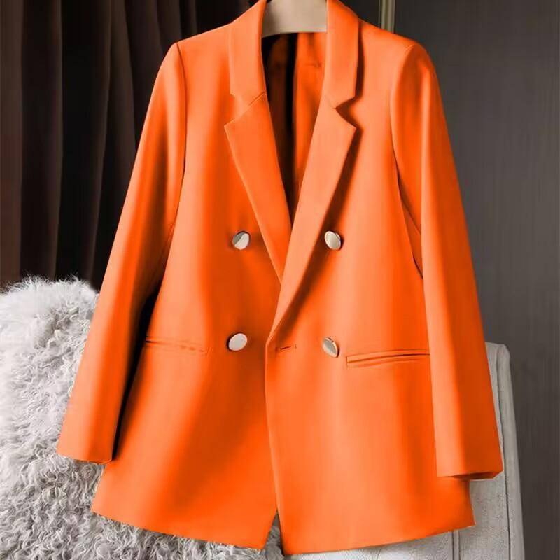 Frühling Herbst Blazer Anzüge Frauen Metall Schnalle Blazer Mäntel Casual Britischen Stil Jacke Formale Grün Rot Jacken Anzug Trend 2XL von Joom DACH
