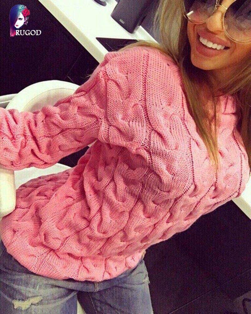 Frühling Herbst Candy Farbe Twist Pullover Frauen Herbst Winter Lange Hülse O-ansatz Pullover Pullover Weibliche Casual Strickwaren Jumper Dame One Size rosa von Joom DACH