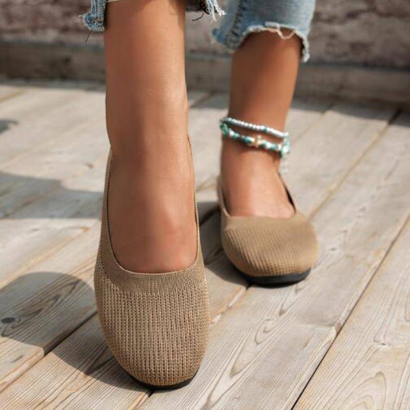 Frühling Herbst Casual Schuhe Für Frauen Slip-on Pumpe Stricken Einzelnen Flache Schuhe Atmungsaktive Runde Kappe Damen Tuch Loafer große Größe 37 khaki von Joom DACH