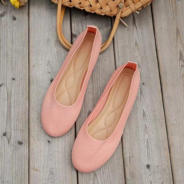 Frühling Herbst Casual Schuhe Für Frauen Slip-on Pumpe Stricken Einzelnen Flache Schuhe Atmungsaktive Runde Kappe Damen Tuch Loafer große Größe 41 rosa von Joom DACH