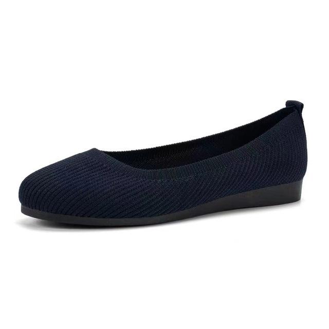 Frühling Herbst Casual Schuhe Für Frauen Slip-on Pumpe Stricken Einzelnen Flache Schuhe Atmungsaktive Runde Kappe Damen Tuch Loafer große Größe 42 schwarz von Joom DACH