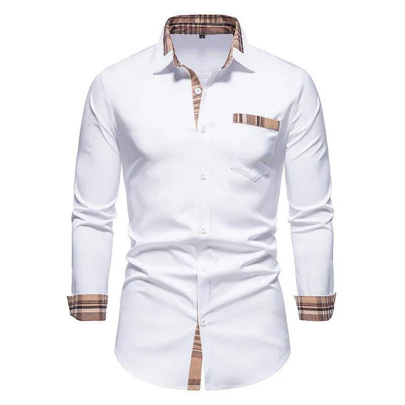 Frühling Herbst Casual herren Kariertes Hemd Splice herren Langarm Hemd XL von Joom DACH